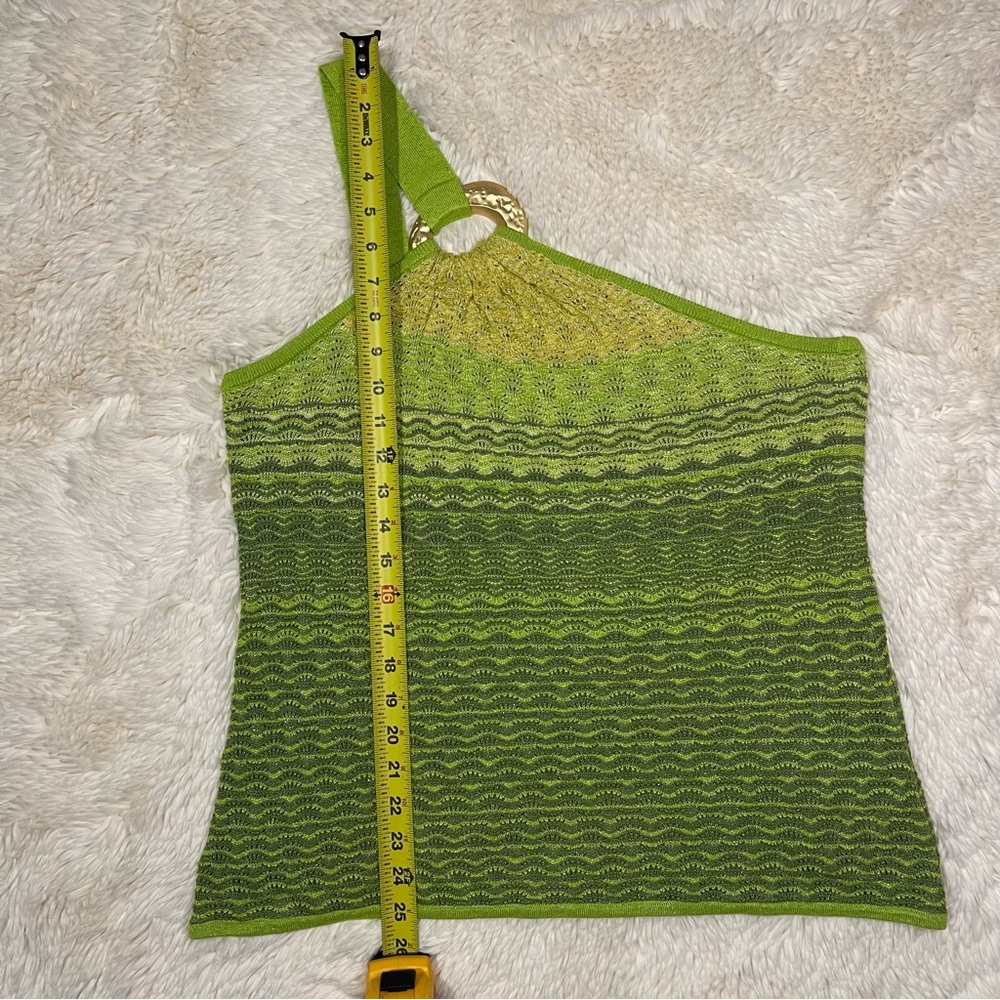 Boston Proper Green One Shoulder Sleeveless Knit Top w/ Gold Hoop - Picture 11 of 13